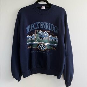Jerzees Navy Crewneck Sweatshirt with Mountain Graphic